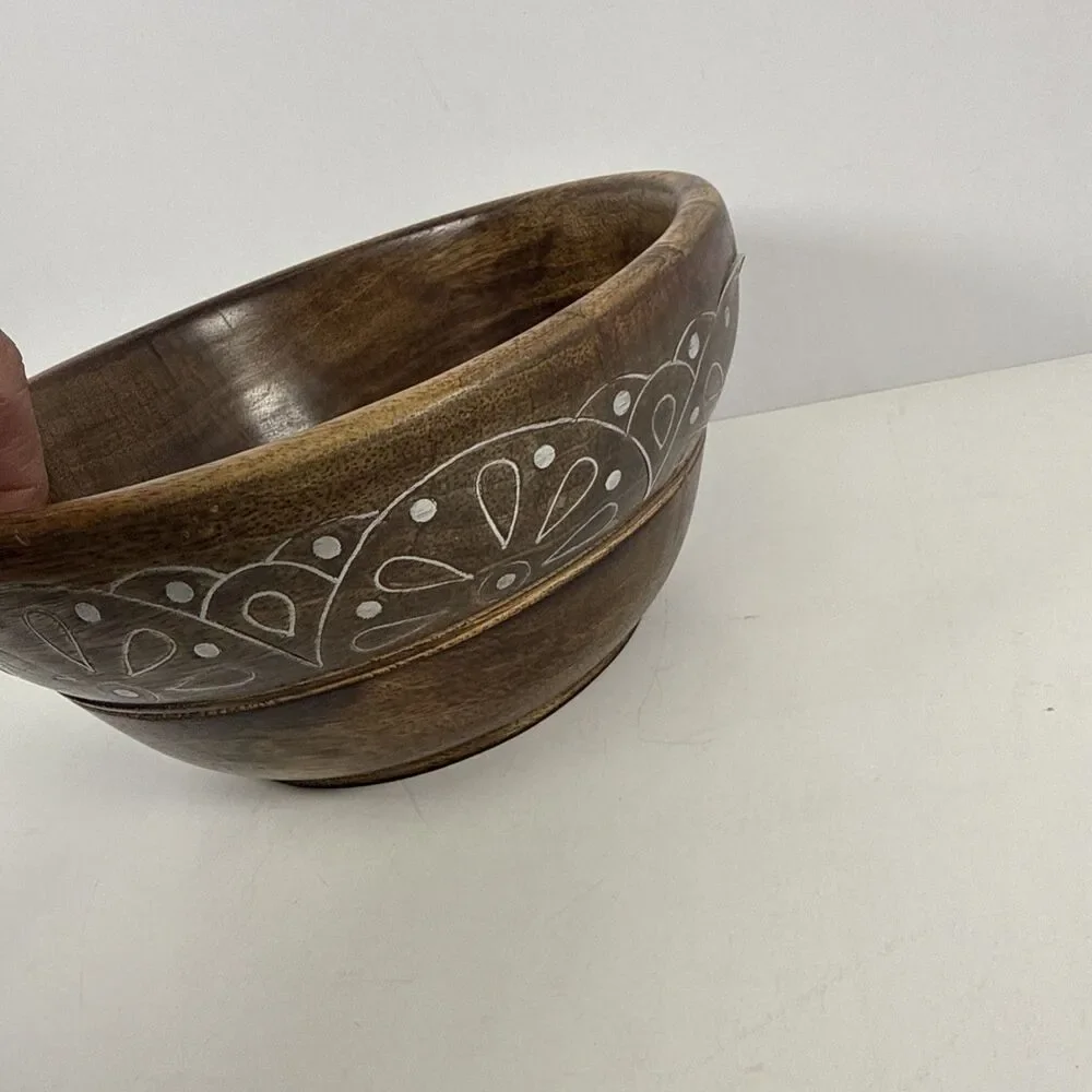 7.5” Folk Art Hand Carved Wooden Bowl - Jamaica 🇯🇲